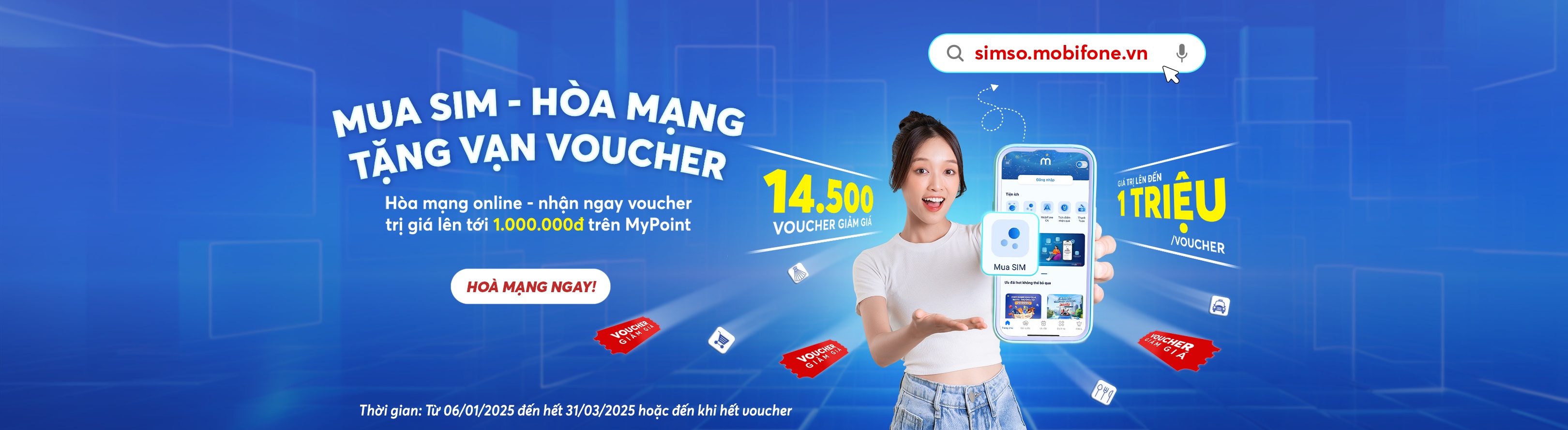 Mua SIM, hòa mạng - Tặng vạn voucher